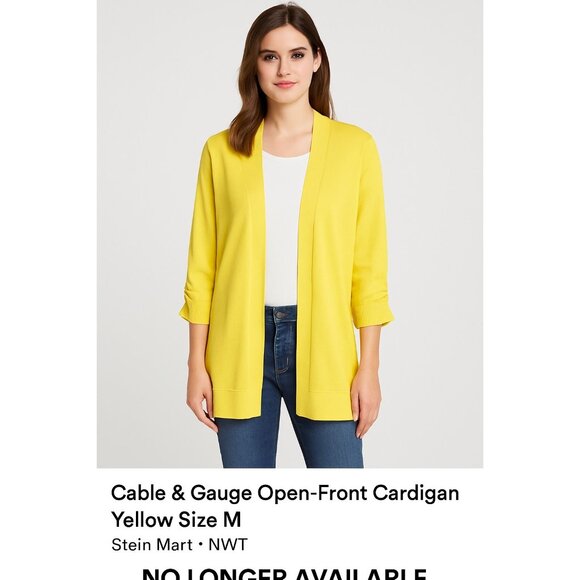 Cable & Gauge Yellow Open Front Cardigan – Women’s XL – NWT – Stein Mart Exclusi - Picture 6 of 6